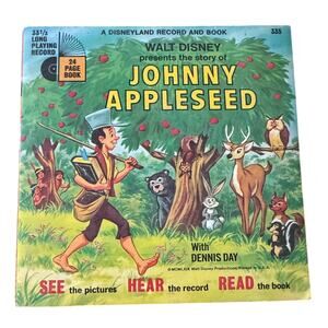 Walt Disney’s Johnny Appleseed Book With 33⅓ RPM LP- See, Hear, Read - 1969